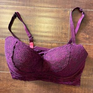 VS Pink Wine Red Bralette with Padding